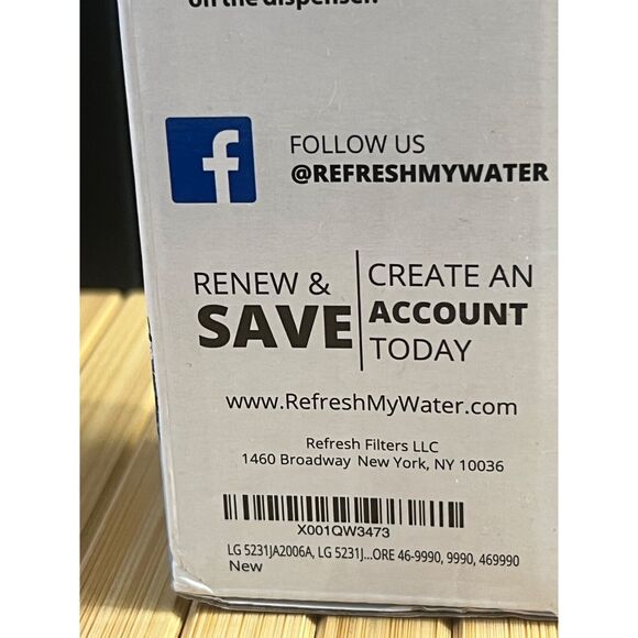 NEW in BOX Refresh Replacement Water Filter R-9990 Fits LG Kenmore Refrigerators - Picture 13 of 16